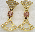 PINK RUBELLITE TOURMALINE FAN EARRINGS