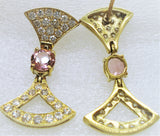 PINK RUBELLITE TOURMALINE FAN EARRINGS