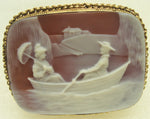 Carnelian stone cameo depicting a romantic boat ride