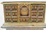 CHEST OF DRAWERS (12X5X14 CM) STUNNING    ITALIAN   HANDMADE     REAL   SLVER (800) AND GOLD PLATED  REPLICA  CHEST OF DRAWERS  WITH   MOSAIC  WOOD   ART  BELONGING TO  ALEXANDER THE GREAT WITH DETAILS