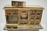 CHEST OF DRAWERS (12X5X14 CM) STUNNING    ITALIAN   HANDMADE     REAL   SLVER (800) AND GOLD PLATED  REPLICA  CHEST OF DRAWERS  WITH   MOSAIC  WOOD   ART  BELONGING TO  ALEXANDER THE GREATWITH DETAILS