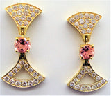 PINK RUBELLITE TOURMALINE FAN EARRINGS